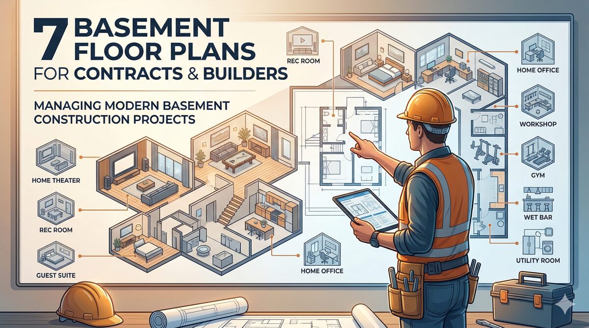 7 Basement Floor Plans for Contractors & Builders Managing Modern Basement Construction Projects – Blog